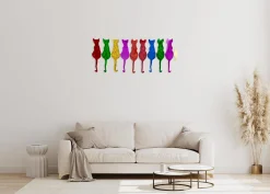 Wanddeko Metall 'Colorful Cats' 116x46x2,5cm