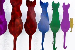 Wanddeko Metall 'Colorful Cats' 116x46x2,5cm