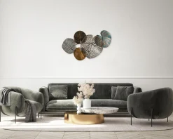 Wanddeko Metall 'Gilded Water Lilies' 100x60x4cm