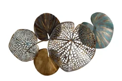Wanddeko Metall 'Gilded Water Lilies' 100x60x4cm