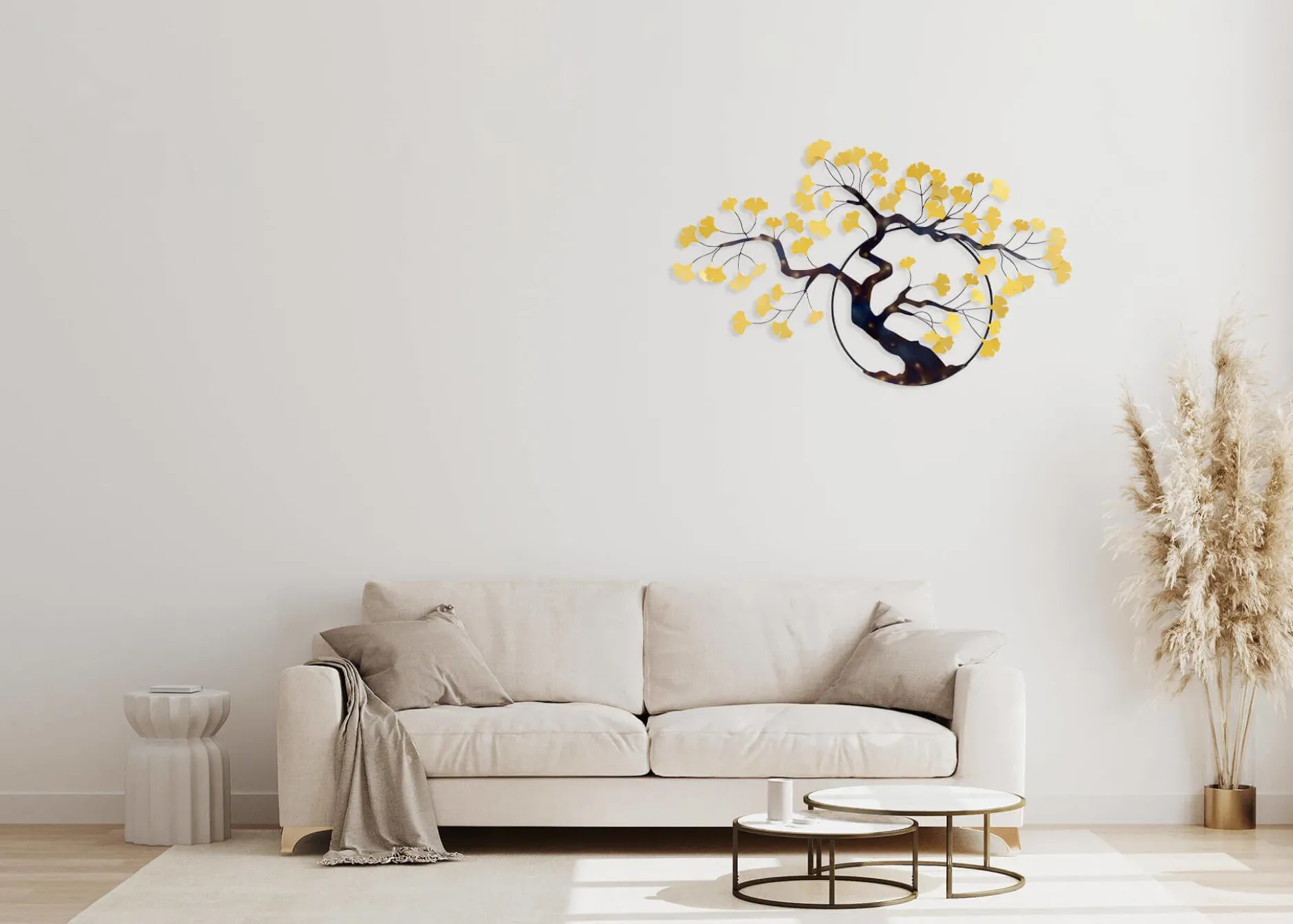 Wanddeko Metall 'Ginkgotraum' 107x63x4cm