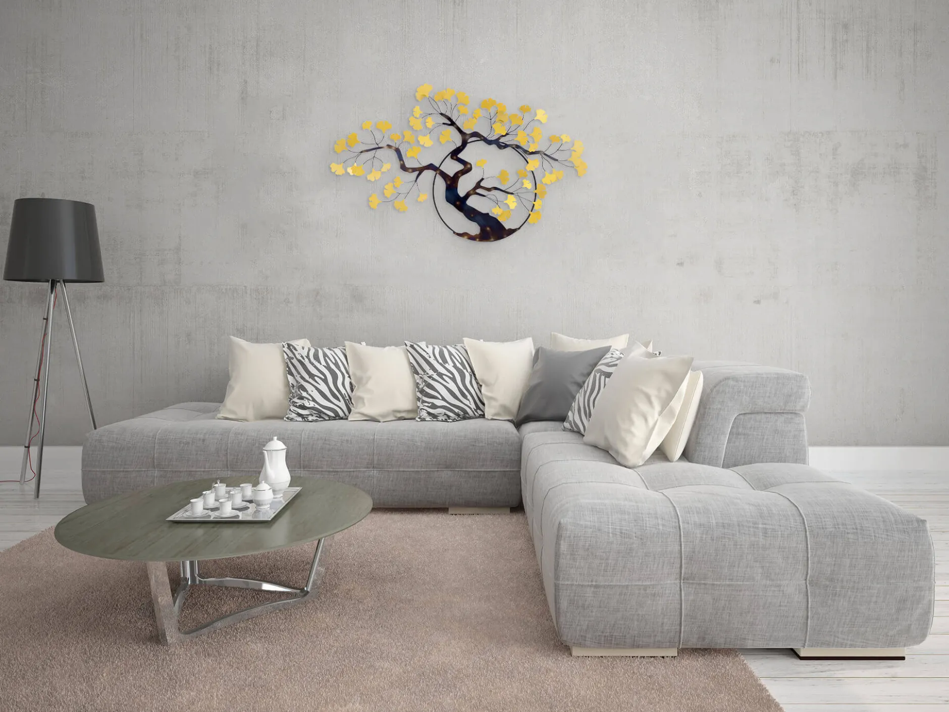 Wanddeko Metall 'Ginkgotraum' 107x63x4cm