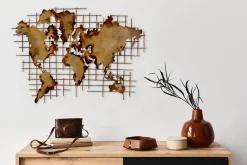 Wanddeko Metall 'Golden World' 100x75x3cm
