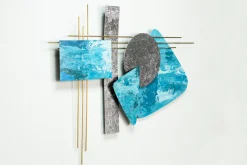 Wanddeko Metall 'Land und Meer' 80x60x2,5cm