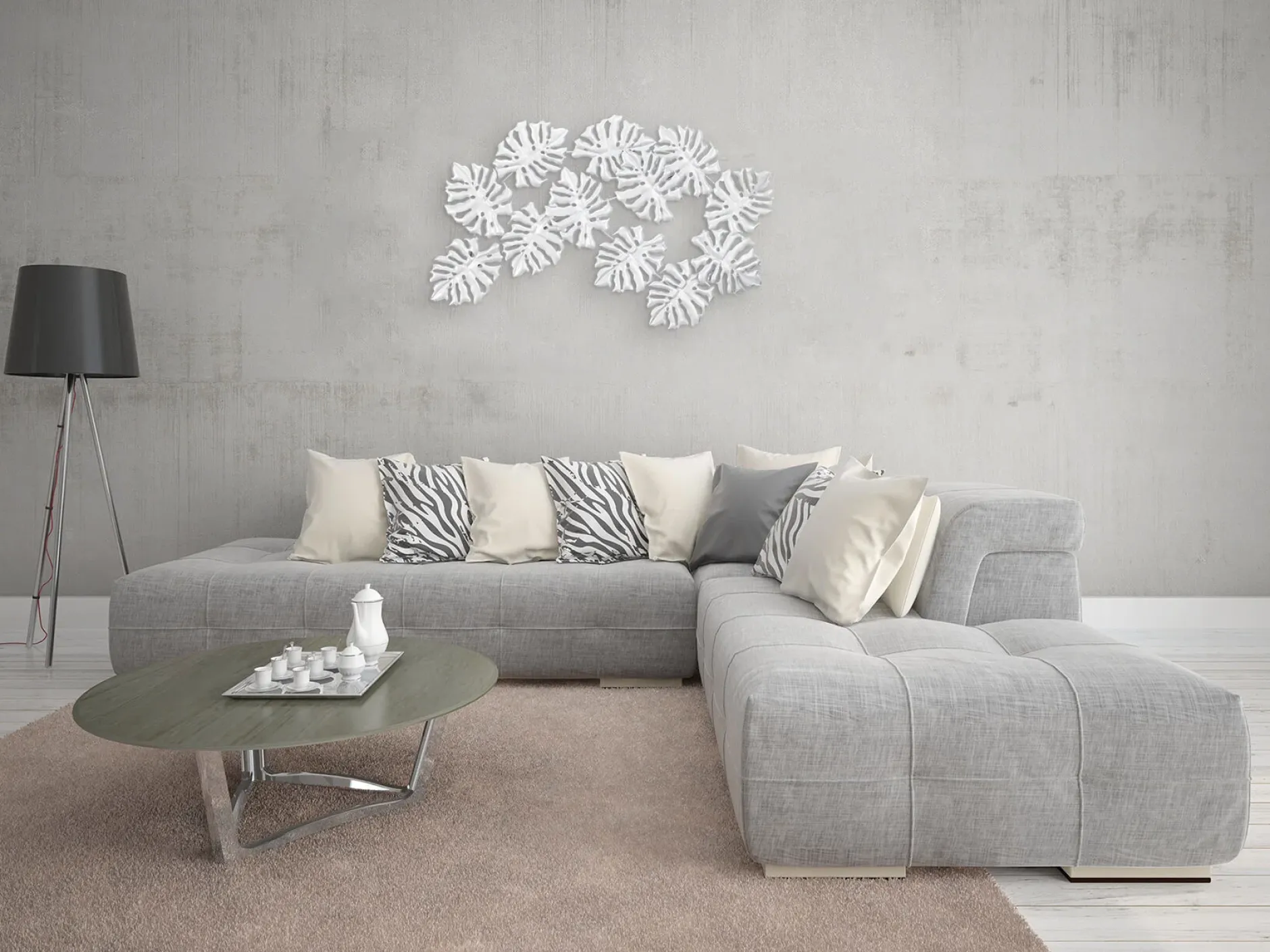 Wanddeko Metall 'Palm Leaf Ensemble' 93x60x6cm