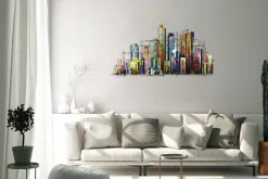 Wanddeko Metall 'Rainbow City' 120x60x3cm