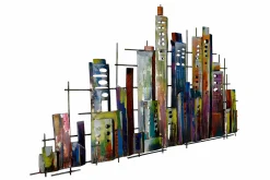 Wanddeko Metall 'Rainbow City' 120x60x3cm
