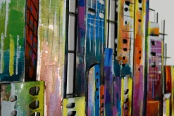 Wanddeko Metall 'Rainbow City' 120x60x3cm
