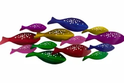Wanddeko Metall 'Regenbogenfische' 120x44x5cm
