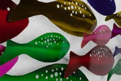 Wanddeko Metall 'Regenbogenfische' 120x44x5cm