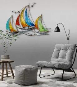 Wanddeko Metall 'Segel der Farben' 100x75x3cm