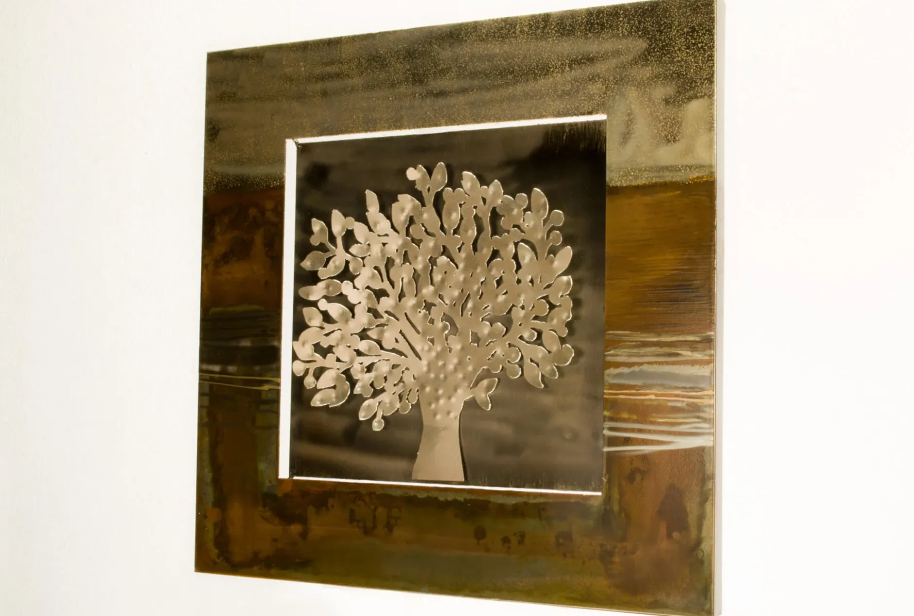 Wanddeko Metall 'Silver Giant' 55x55x3,5cm