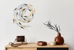 Wanddeko Metall 'Versammlung der Fische' 78x89x5cm