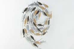 Wanddeko Metall 'Versammlung der Fische' 78x89x5cm