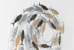 Wanddeko Metall 'Versammlung der Fische' 78x89x5cm
