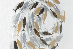 Wanddeko Metall 'Versammlung der Fische' 78x89x5cm