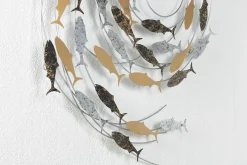 Wanddeko Metall 'Versammlung der Fische' 78x89x5cm