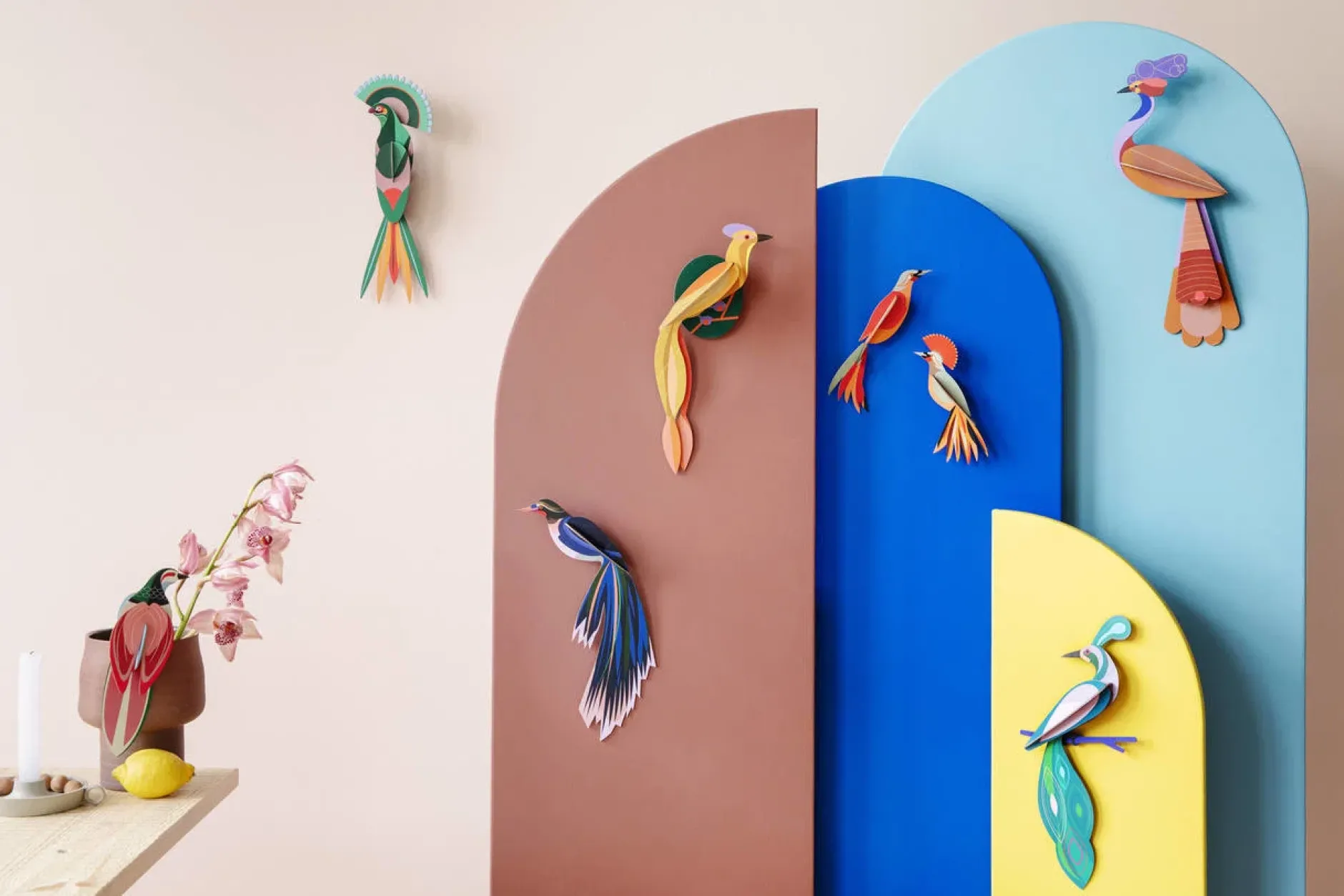 Wanddeko Papier 'Azurflügel-Vogel'