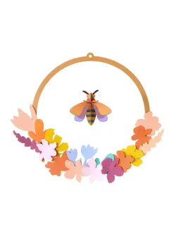 Wanddeko Papier 'Bienen-Blumenkranz'