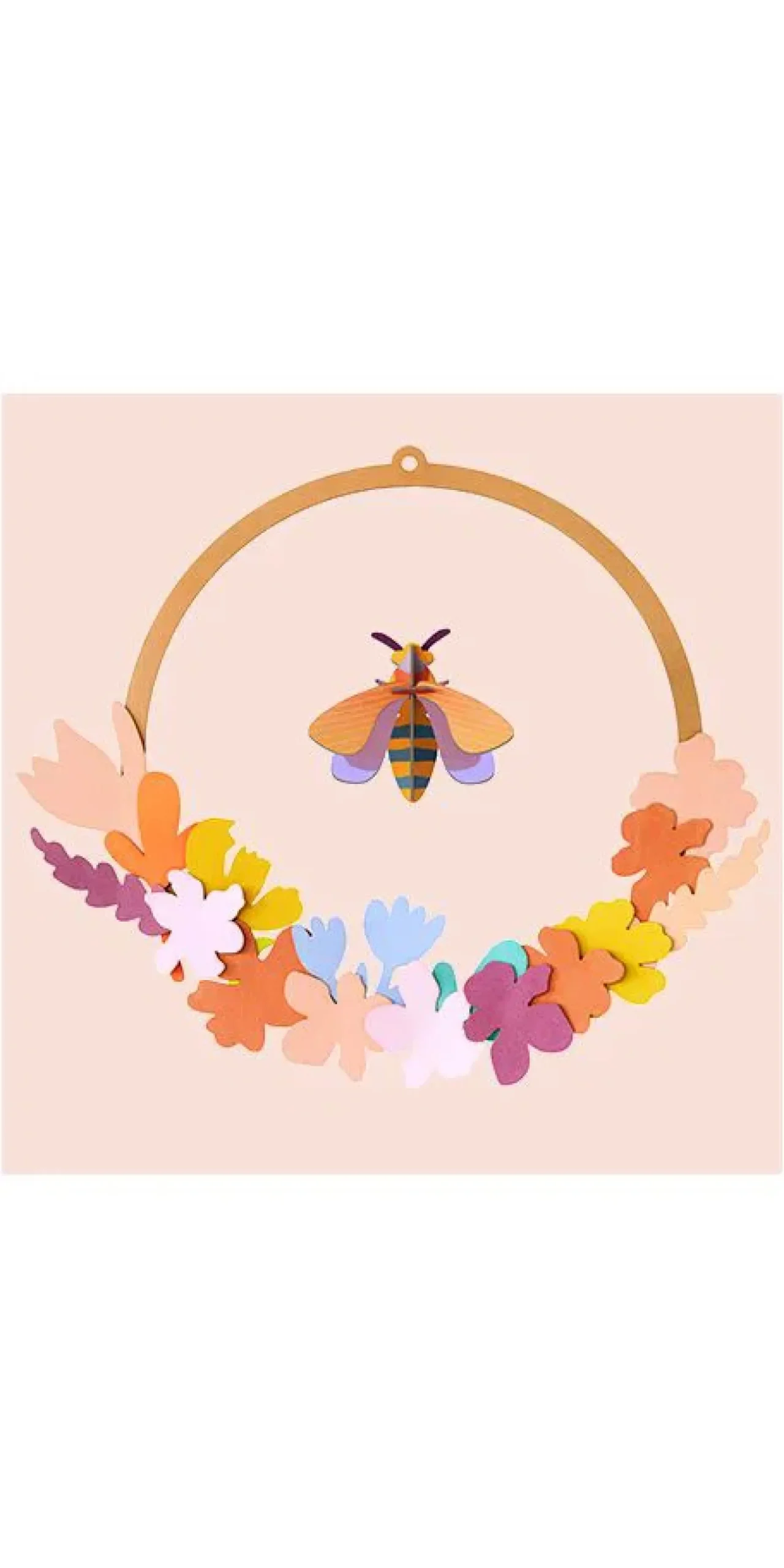 Wanddeko Papier 'Bienen-Blumenkranz'
