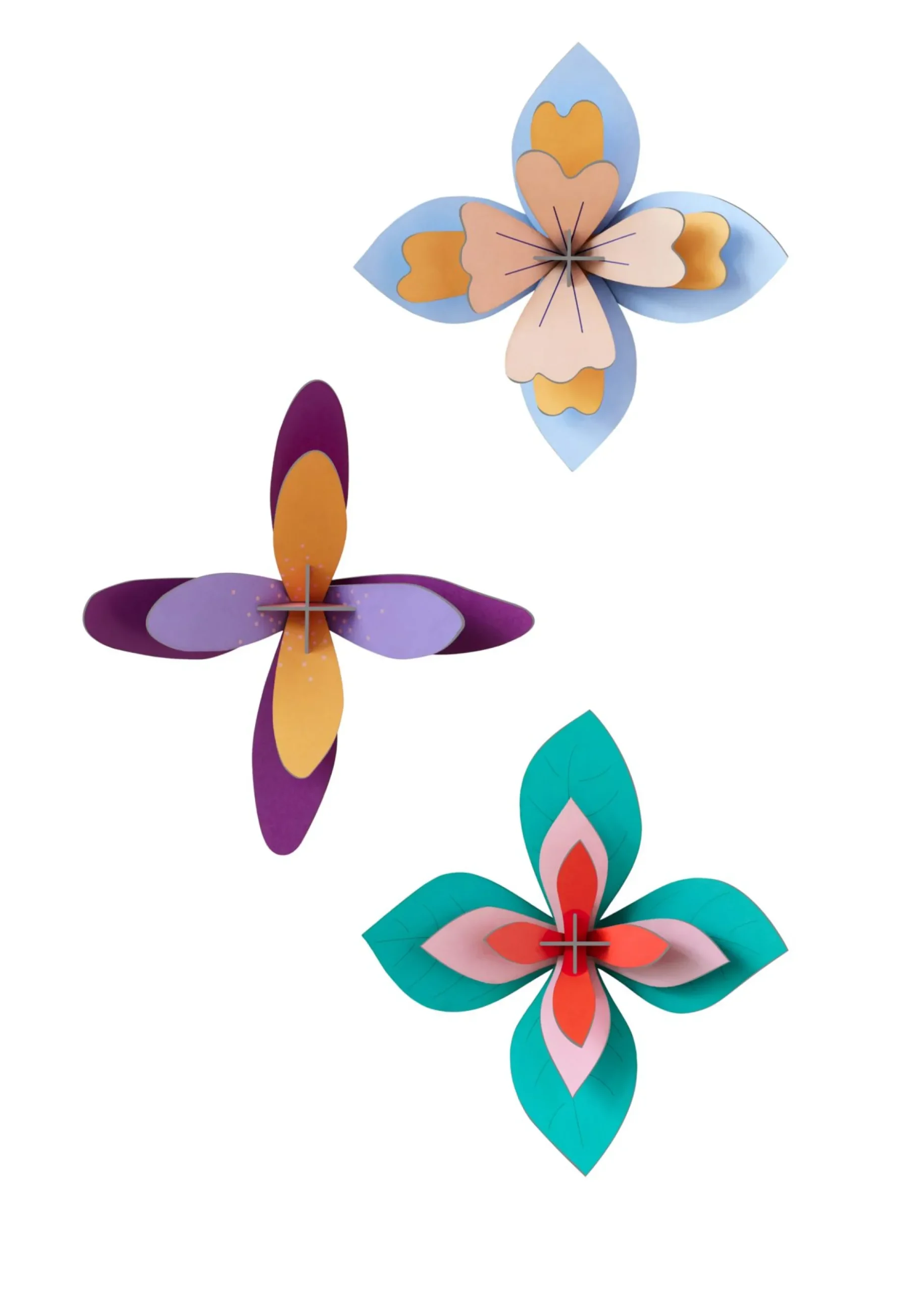 Wanddeko Papier '3D-Blume'