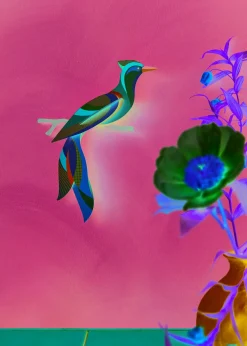 Wanddeko Papier 'Leuchtender Flügel'