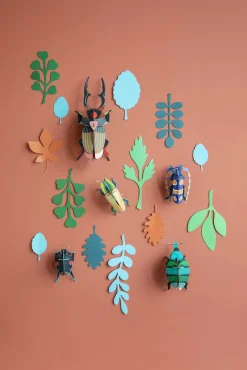 Wanddeko Papier 'Leuchtendes Käfer-Set'