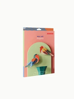 Wanddeko Papier 'Rotkehlchen-Duo'
