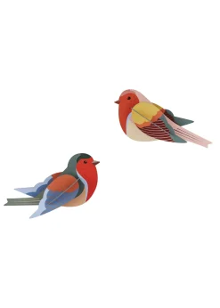 Wanddeko Papier 'Rotkehlchen-Duo'