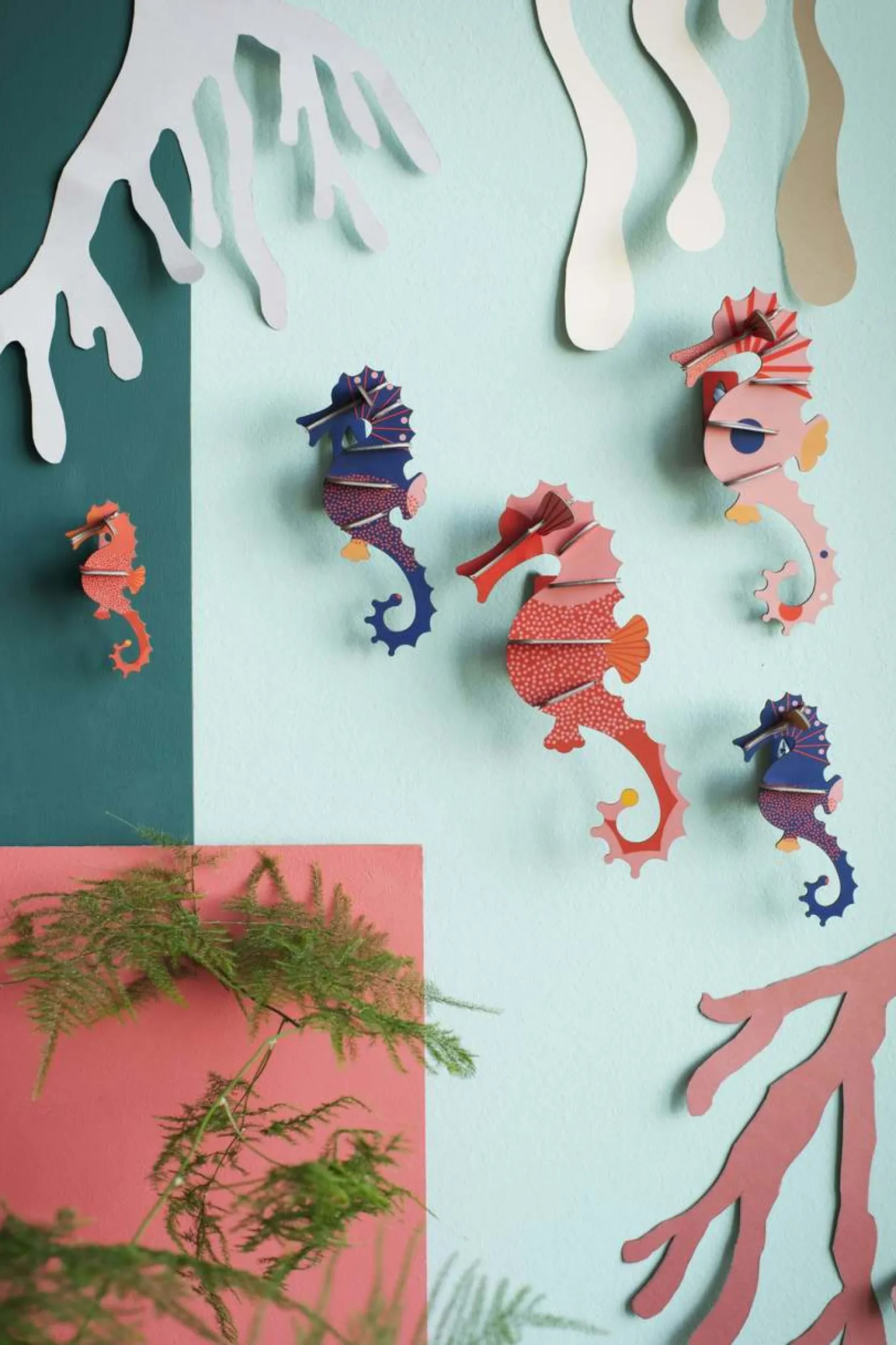 Wanddeko Papier 'Seepferdchen-Set'