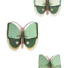 Wanddeko Papier 'Smaragd-Schmetterlings-Trio'