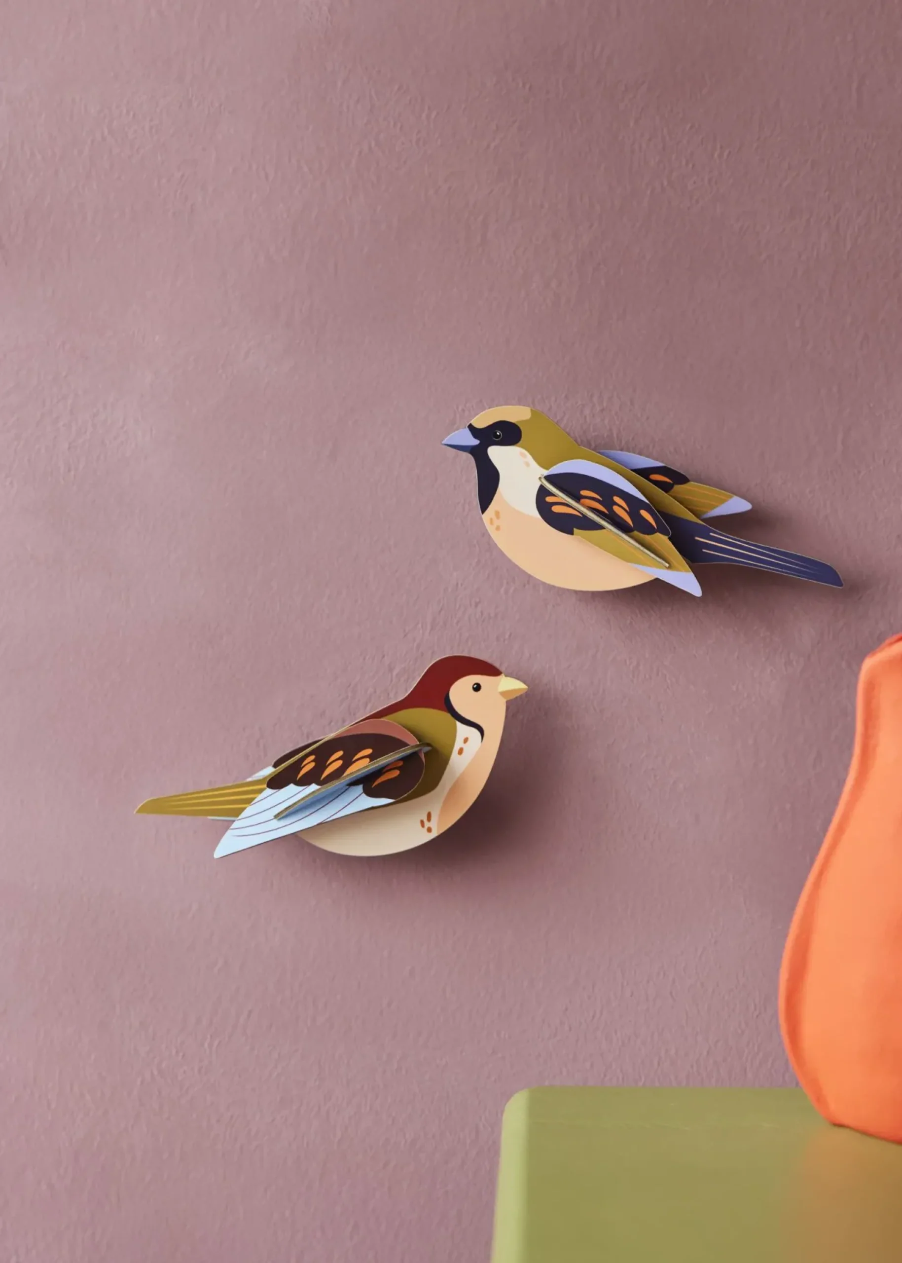 Wanddeko Papier 'Spatzen-Duo'