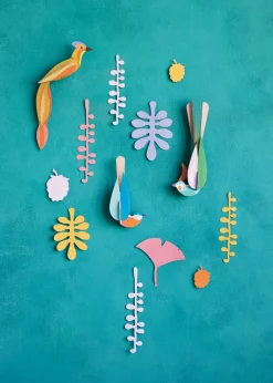 Wanddeko Papier 'Tropenvögel-Set'