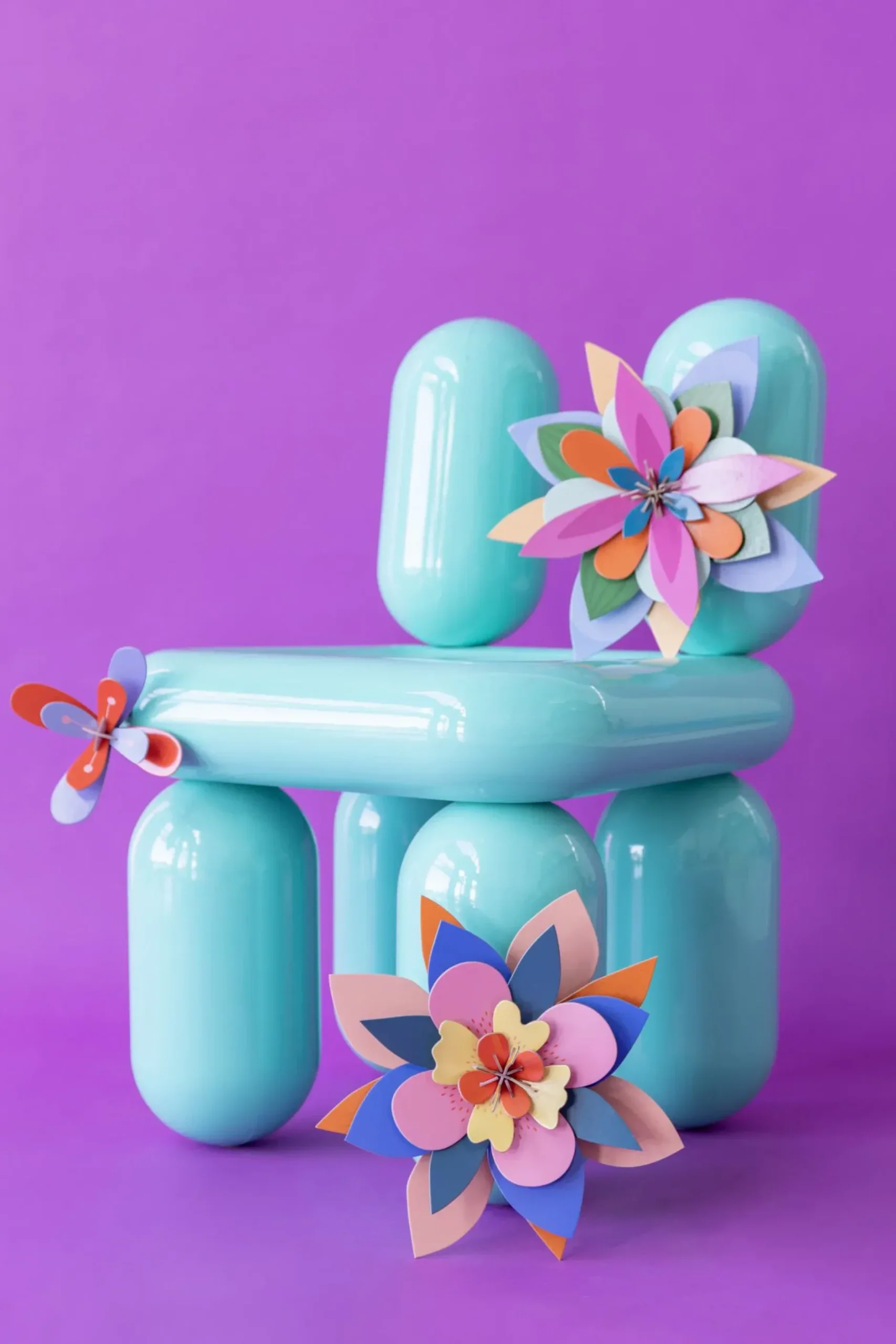 Wanddeko Papier 'Verspielte Blumenbastelei'