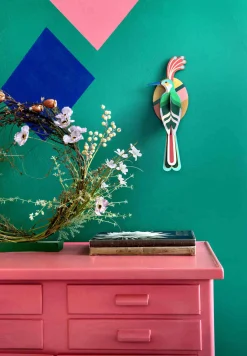 Wanddeko Papier 'Vogel mit Federkrone'