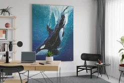 XXL Öl Gemälde 'Abenteuer eines Orcas' | Handgemaltes Unikat