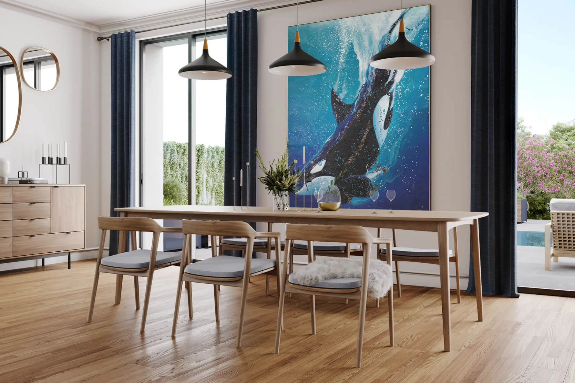 XXL Öl Gemälde 'Abenteuer eines Orcas' | Handgemaltes Unikat