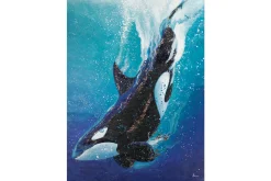 XXL Öl Gemälde 'Abenteuer eines Orcas' | Handgemaltes Unikat