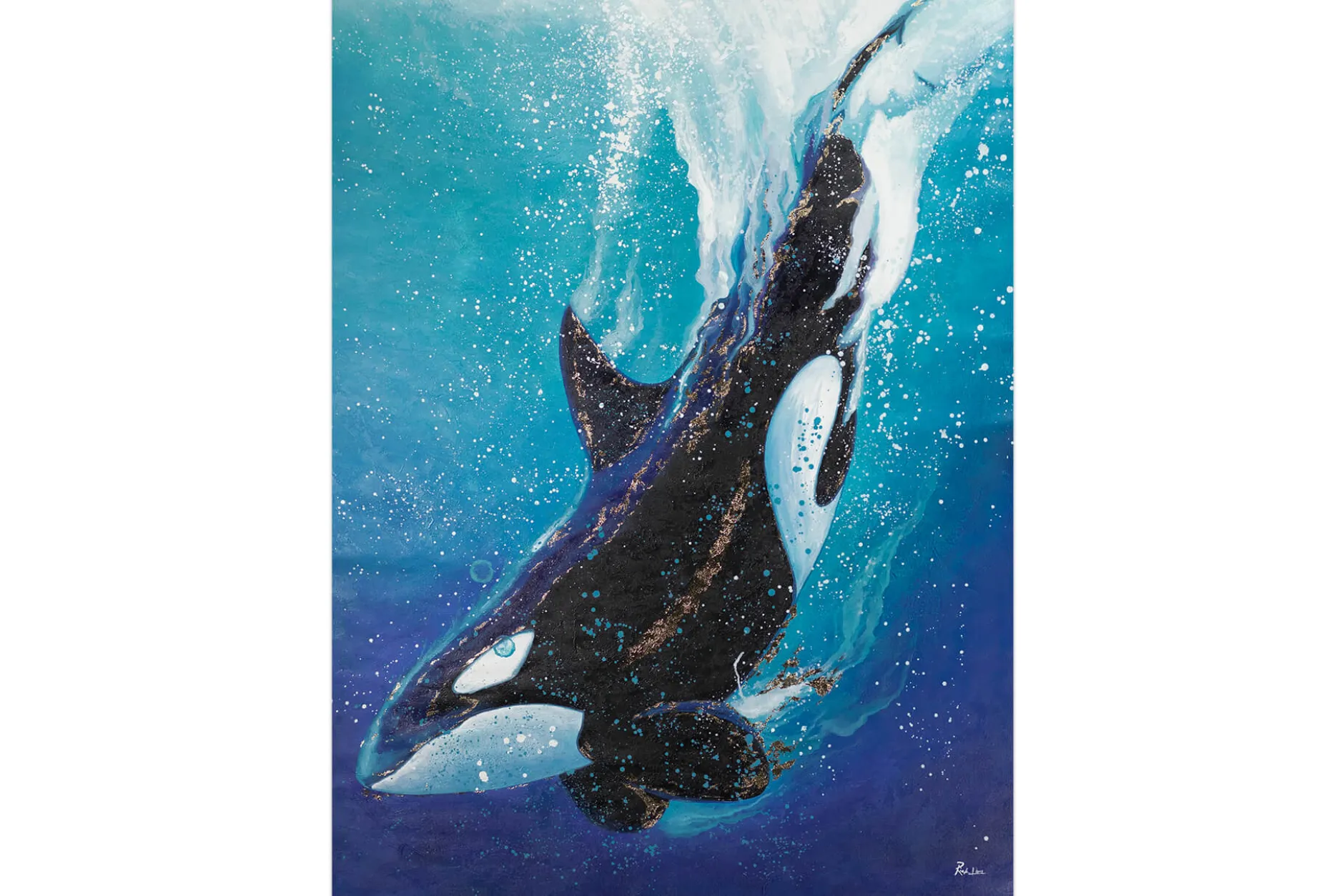 XXL Öl Gemälde 'Abenteuer eines Orcas' | Handgemaltes Unikat