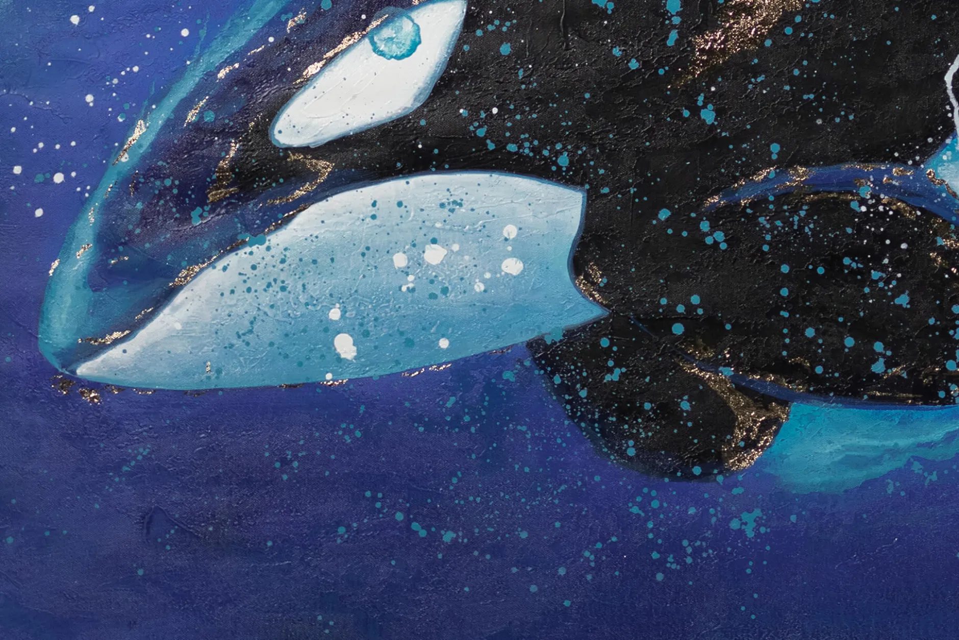 XXL Öl Gemälde 'Abenteuer eines Orcas' | Handgemaltes Unikat