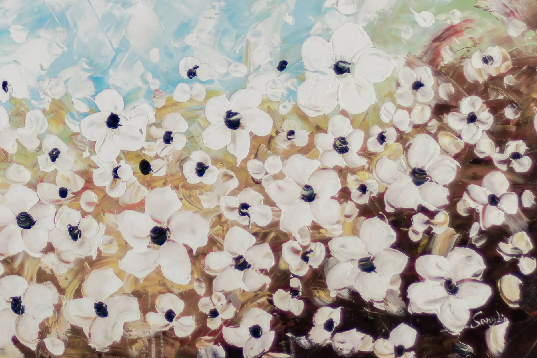 XXL Öl Gemälde 'Almond Blossoms' | Handgemaltes Unikat