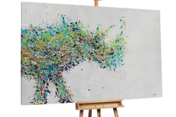 XXL Öl Gemälde 'Ambling Rhino' | Handgemaltes Unikat