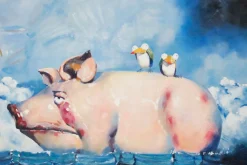 XXL Öl Gemälde 'A Pig's Life' | Handgemaltes Unikat