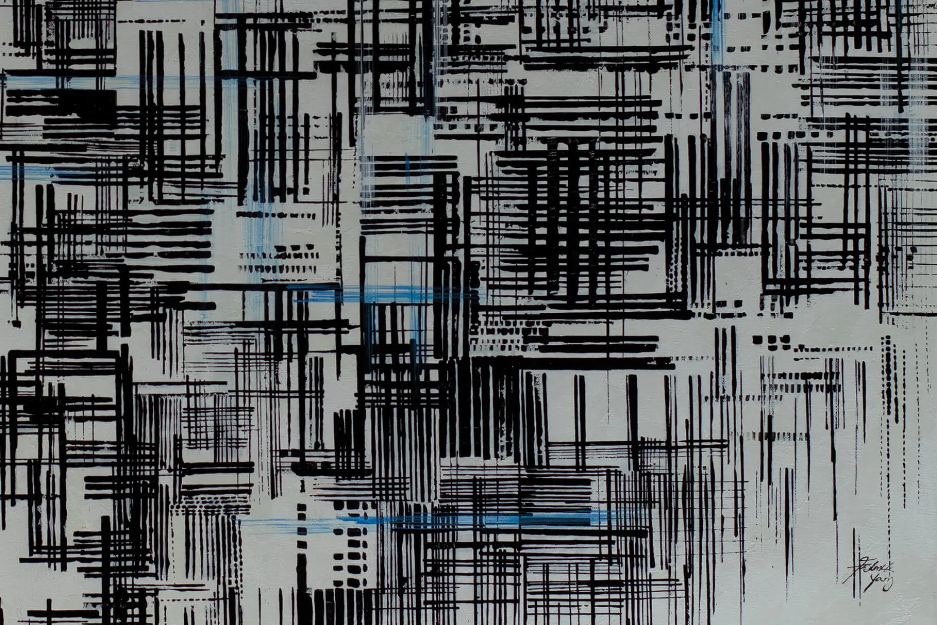 XXL Öl Gemälde 'Baffling Barcodes' | Handgemaltes Unikat