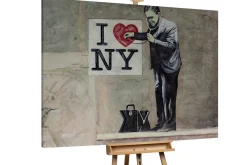 XXL Öl Gemälde 'Banksy in New York' | Handgemaltes Unikat