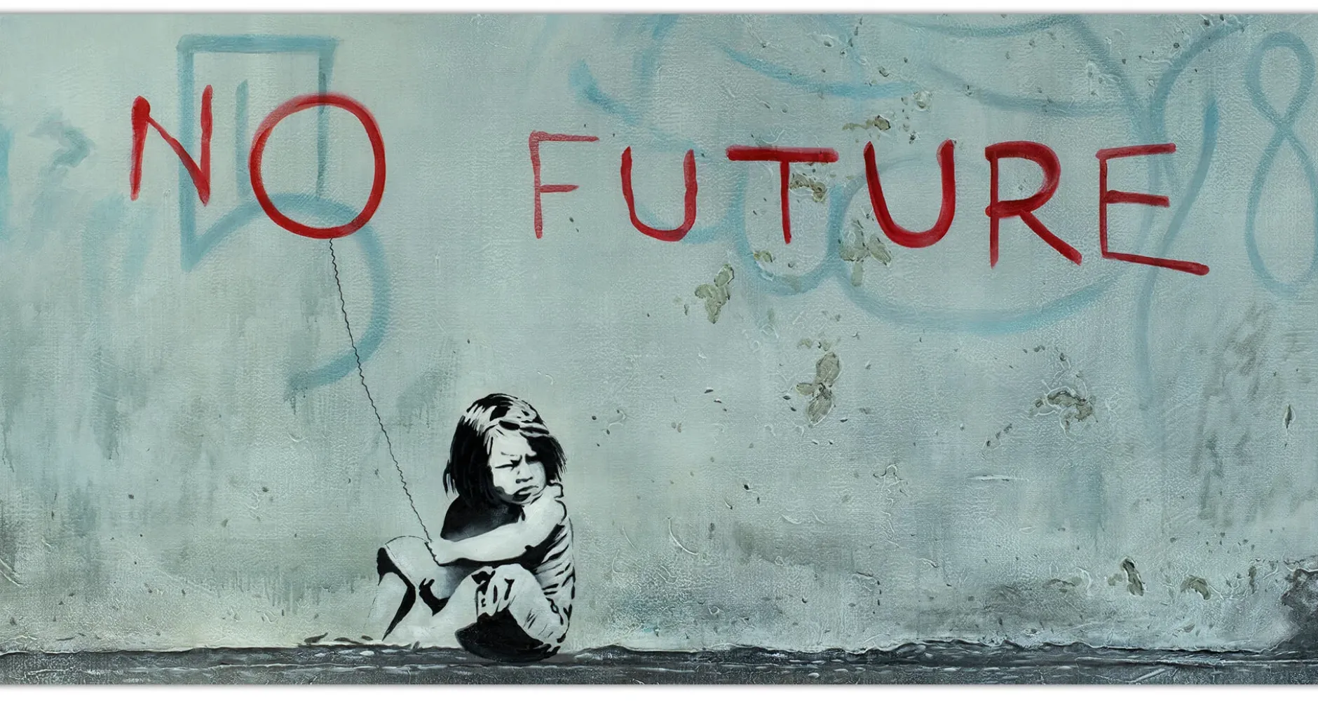 XXL Öl Gemälde 'Banksy's Blick in die Zukunft' | Handgemaltes Unikat
