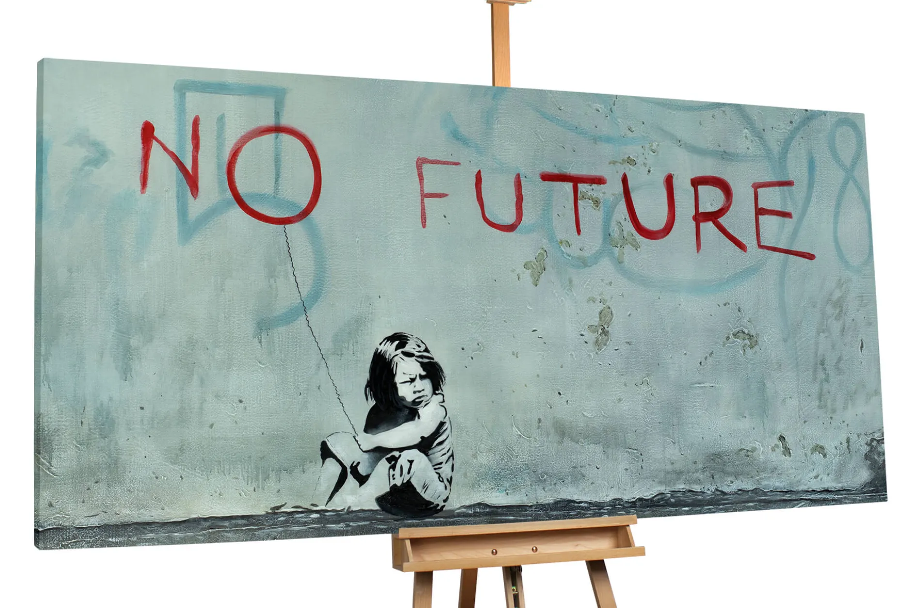 XXL Öl Gemälde 'Banksy's Blick in die Zukunft' | Handgemaltes Unikat