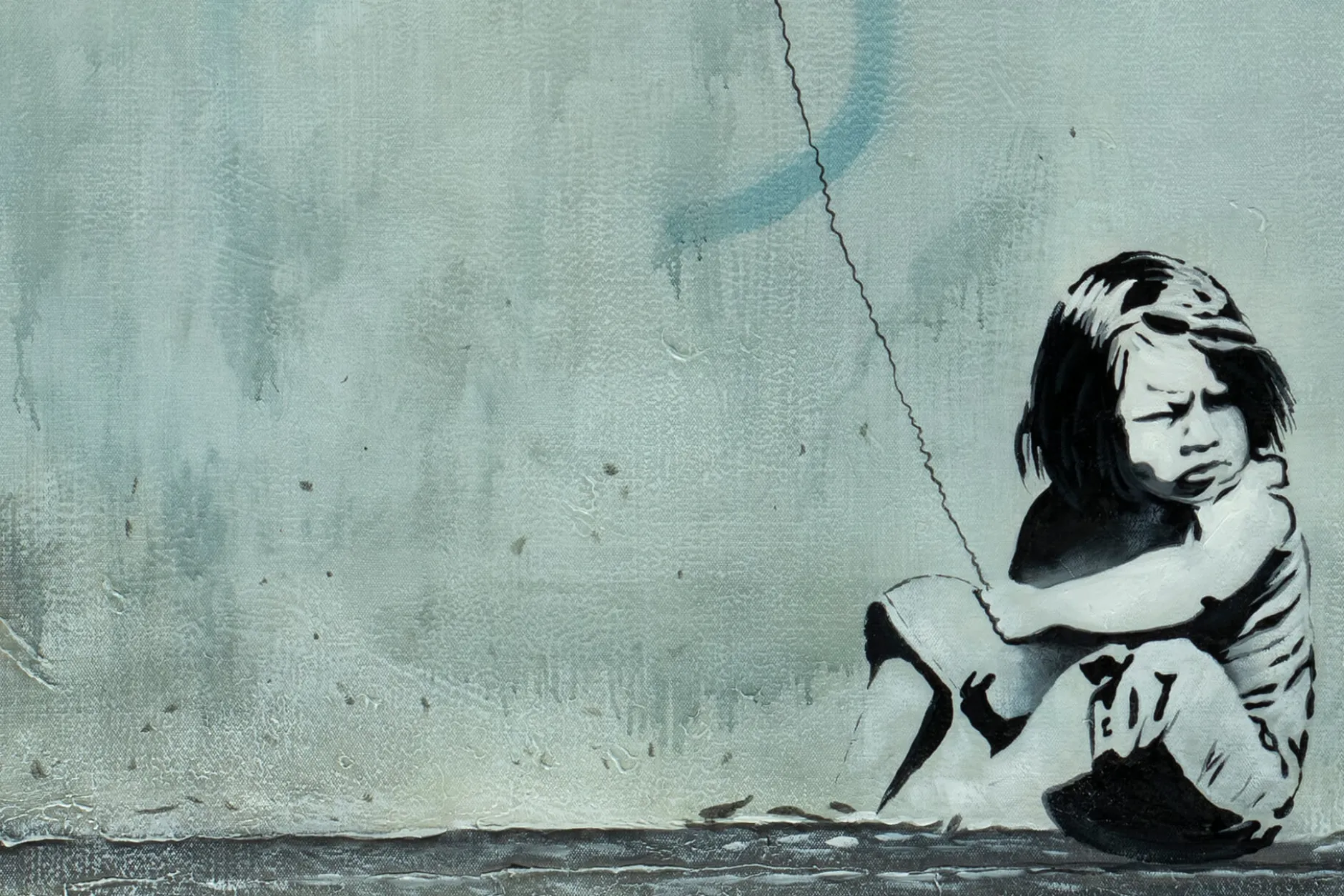 XXL Öl Gemälde 'Banksy's Blick in die Zukunft' | Handgemaltes Unikat