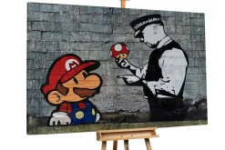 XXL Öl Gemälde 'Banksy's Mario' | Handgemaltes Unikat