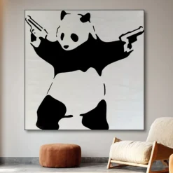 XXL Öl Gemälde 'Banksy's Panda' | Handgemaltes Unikat